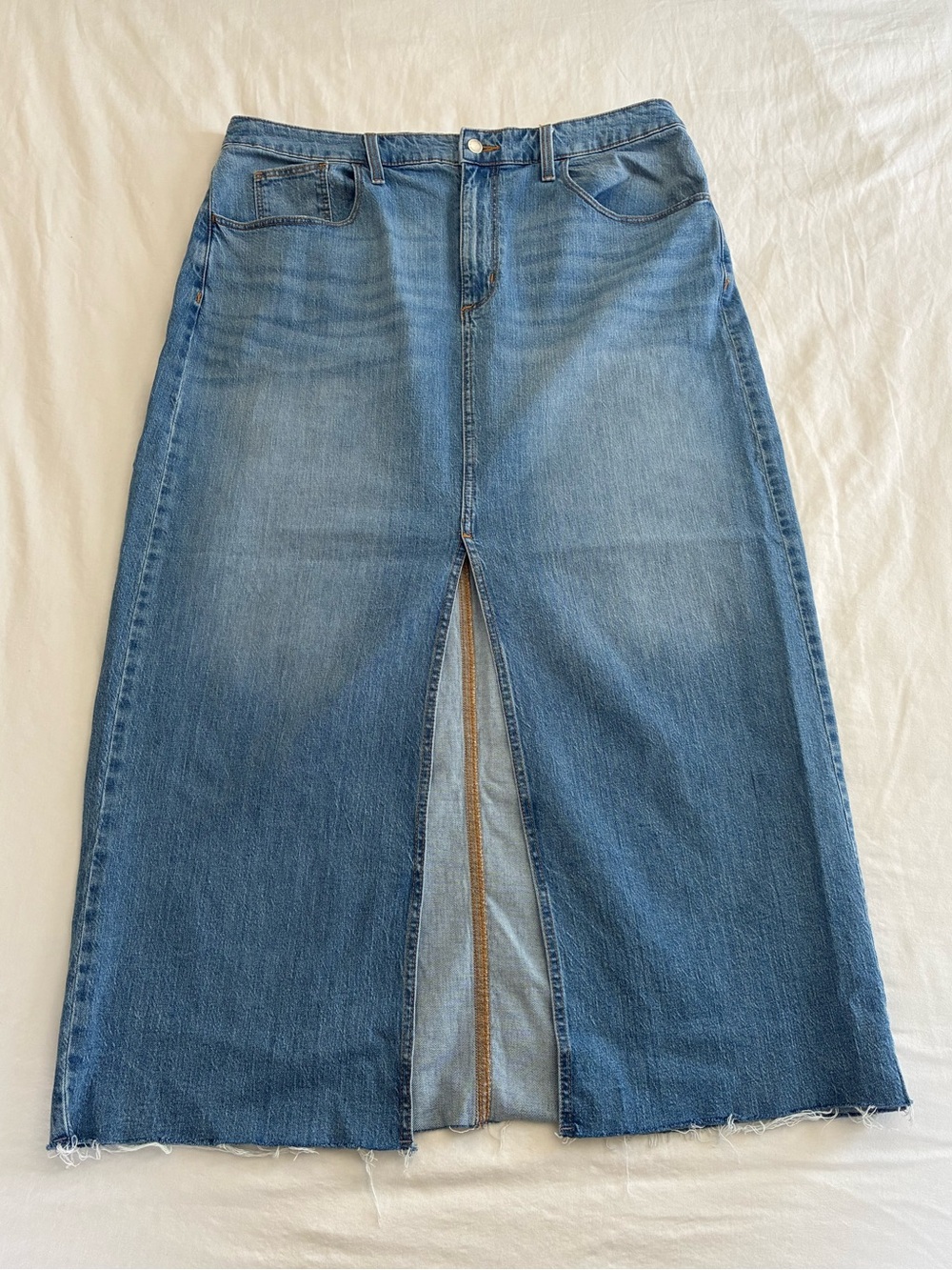 Universal Thread Light Blue Denim Midi Skirt with Front Seam